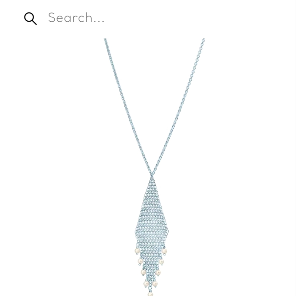 Tiffany & Co. Elsa Peretti Mesh Pendant with Pearl Necklace